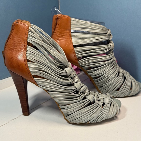 Gianni Bini Women's Strappy Heels Muted Teal and Brown - Picture 11 of 12